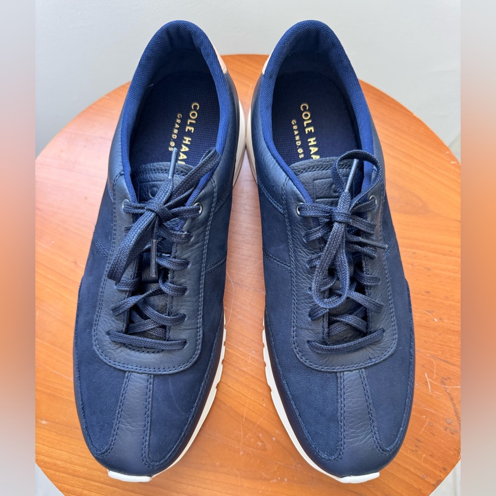 Cole Haan Grand Crosscourt Runner Blue Leather Sneakers, C28609, Size 9.5